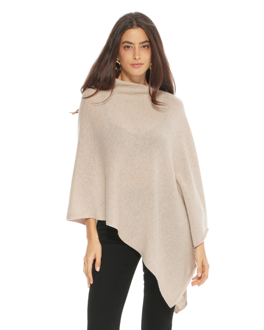Monticelli Women's Essential Pure Cashmere Poncho Made In Italy Blue 5