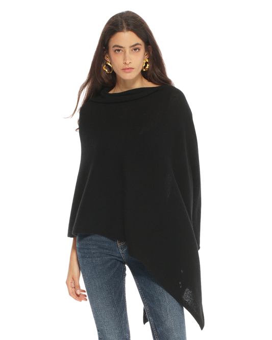 Monticelli Women's Essential Pure Cashmere Poncho Made In Italy Beige 5