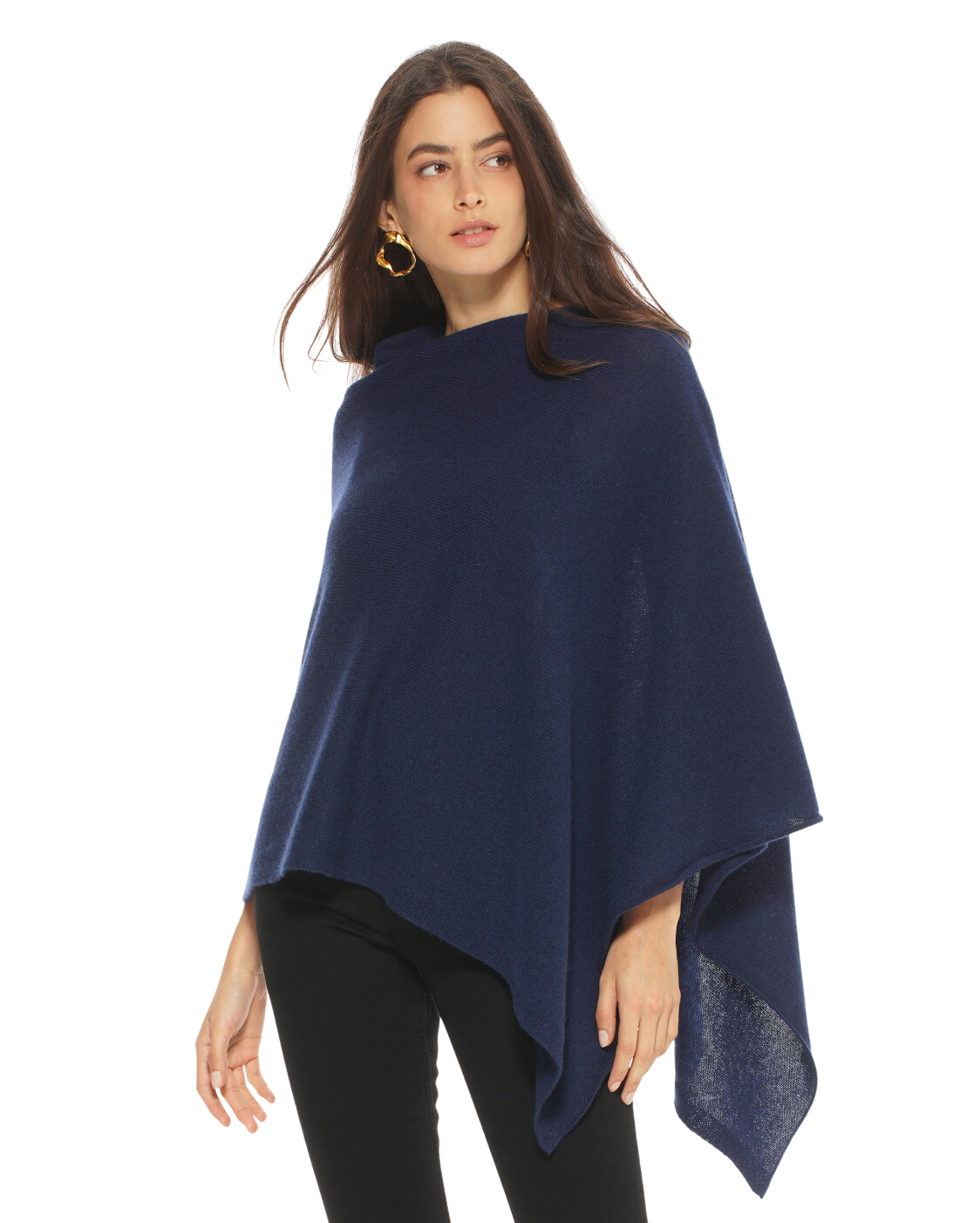 Monticelli Women's Essential Pure Cashmere Poncho Blue  Made In Italy 1