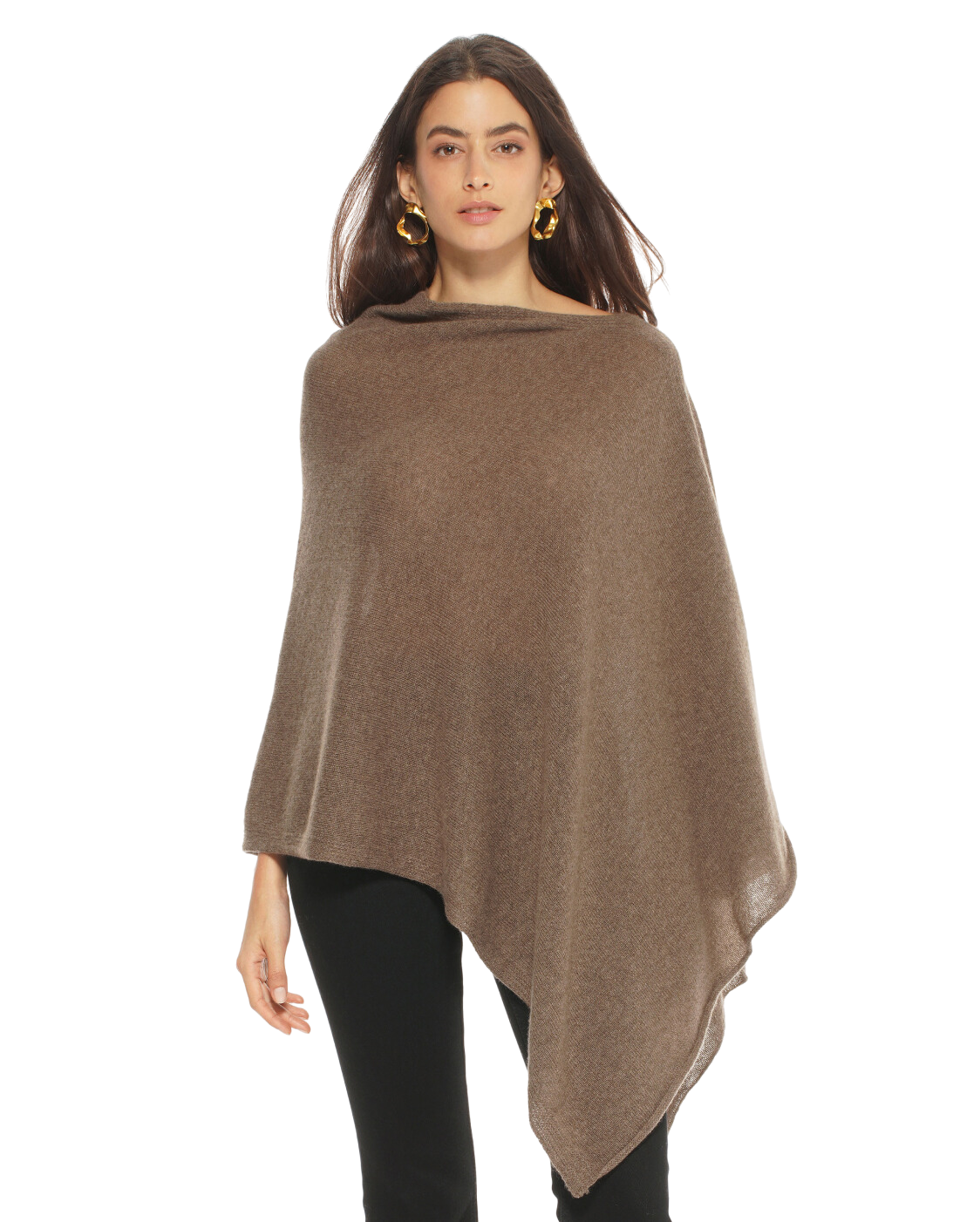 Monticelli Women's Essential Pure Cashmere Poncho Made In Italy Medium Grey 5