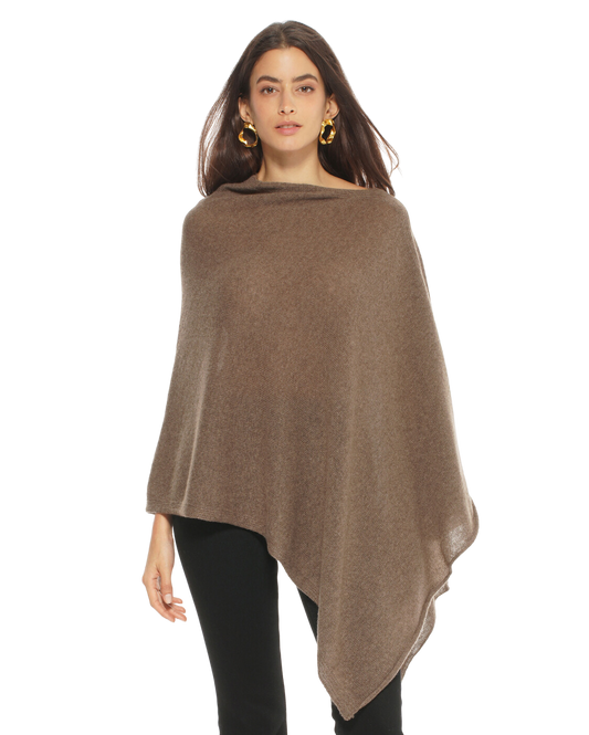 Monticelli Women's Essential Pure Cashmere Poncho Made In Italy Medium Grey 5
