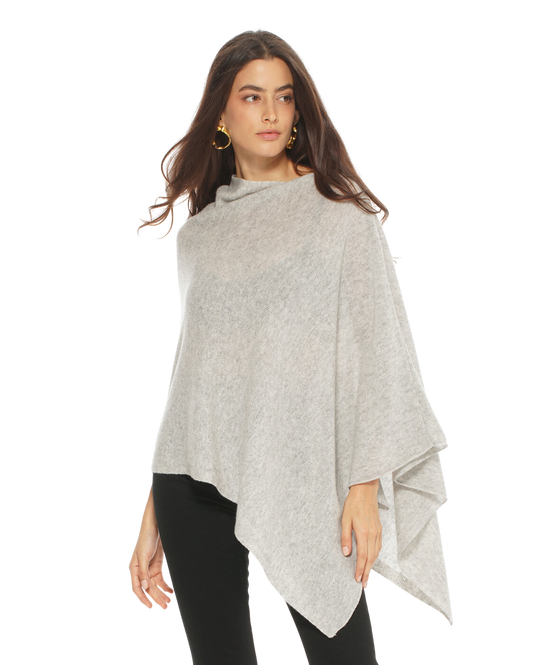 Monticelli Women's Essential Pure Cashmere Poncho Made In Italy Brown 5
