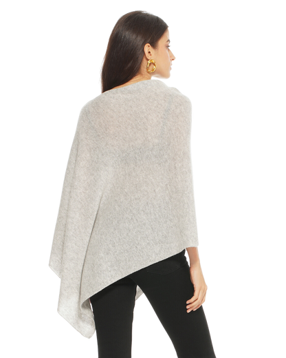 Monticelli Women's Essential Pure Cashmere Poncho Made In Italy Light Grey 2