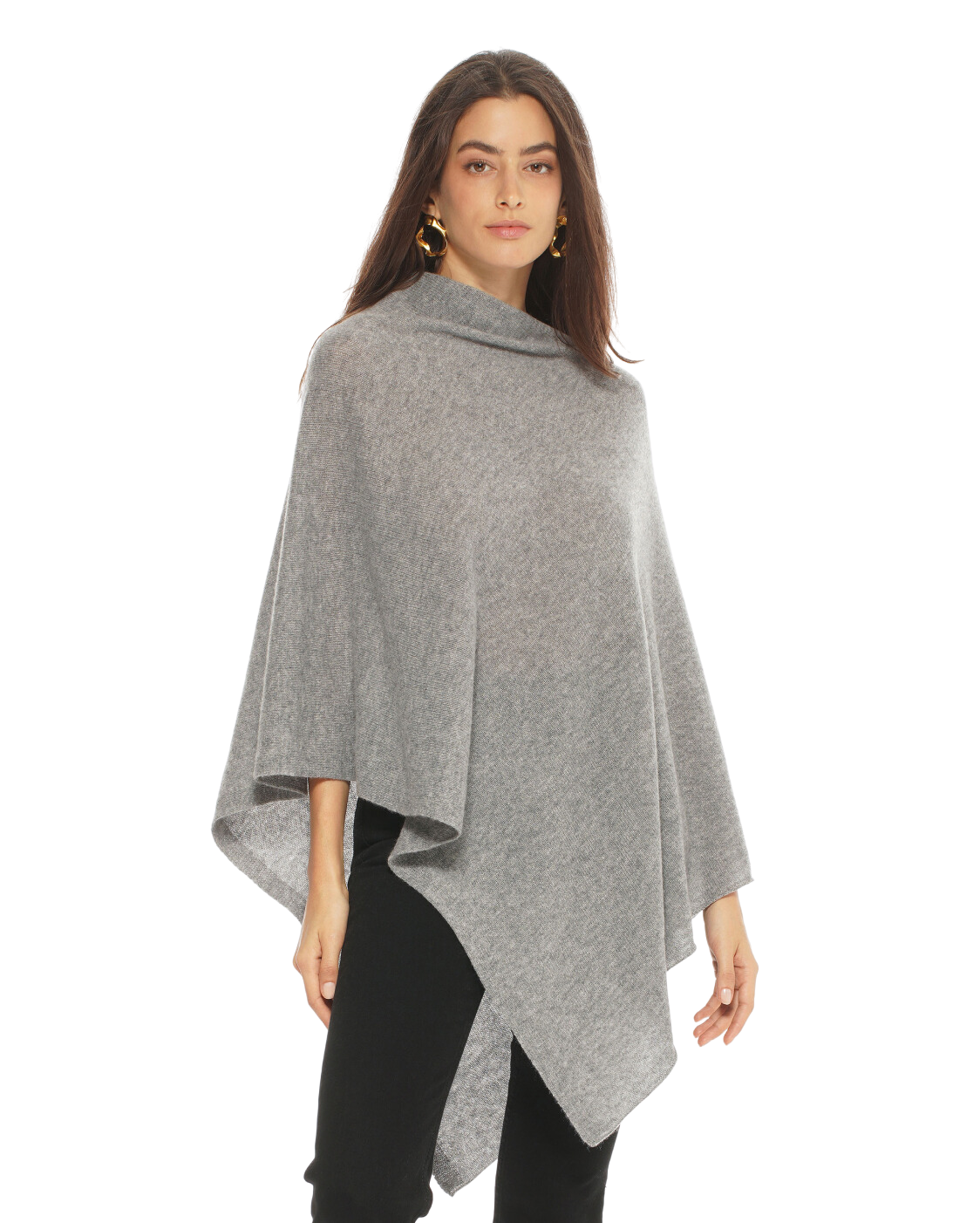 Monticelli Women's Essential Pure Cashmere Poncho Made In Italy Taupe 5