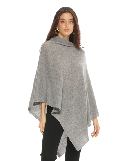 Monticelli Women's Essential Pure Cashmere Poncho Made In Italy Taupe 5