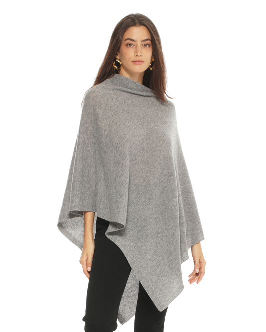 Monticelli Women's Essential Pure Cashmere Poncho Made In Italy Taupe 5