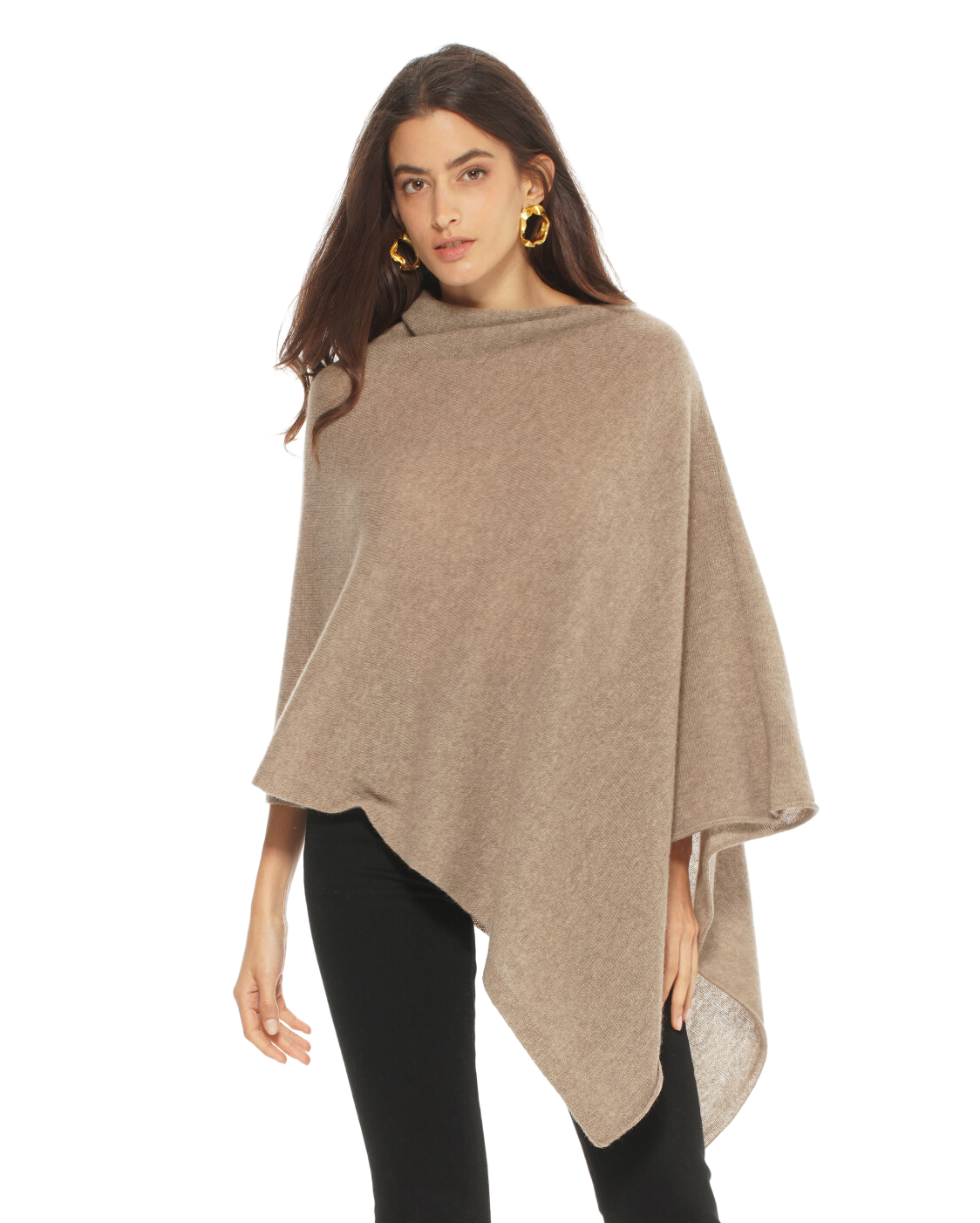 Monticelli Women's Essential Pure Cashmere Poncho Made In Italy Black 5