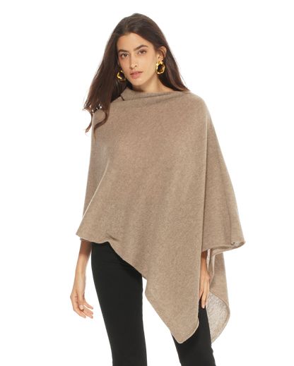 Monticelli Women's Essential Pure Cashmere Poncho Made In Italy Black 5