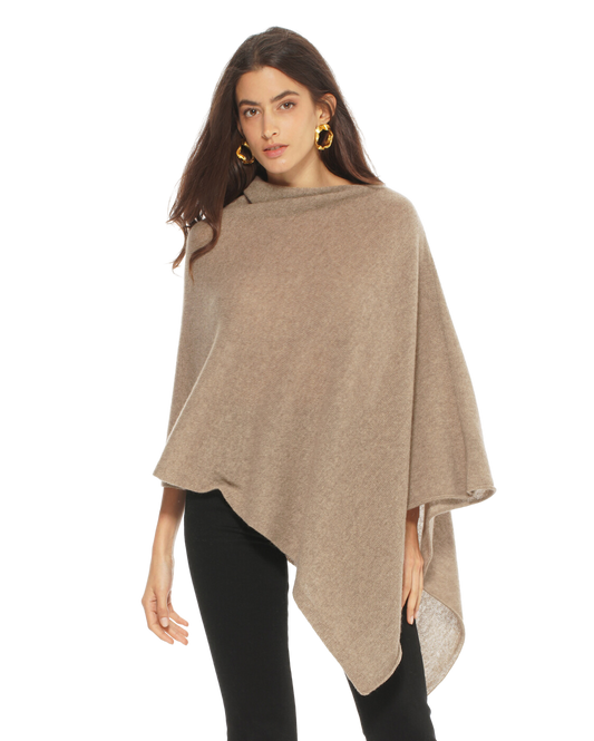 Monticelli Women's Essential Pure Cashmere Poncho Made In Italy Black 5