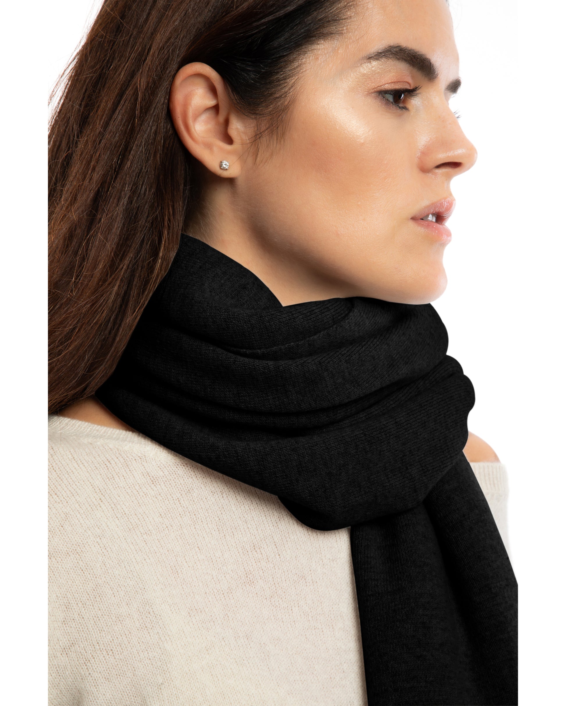 Monticelli Cashmere Wrap Made in Italy, Black - 1