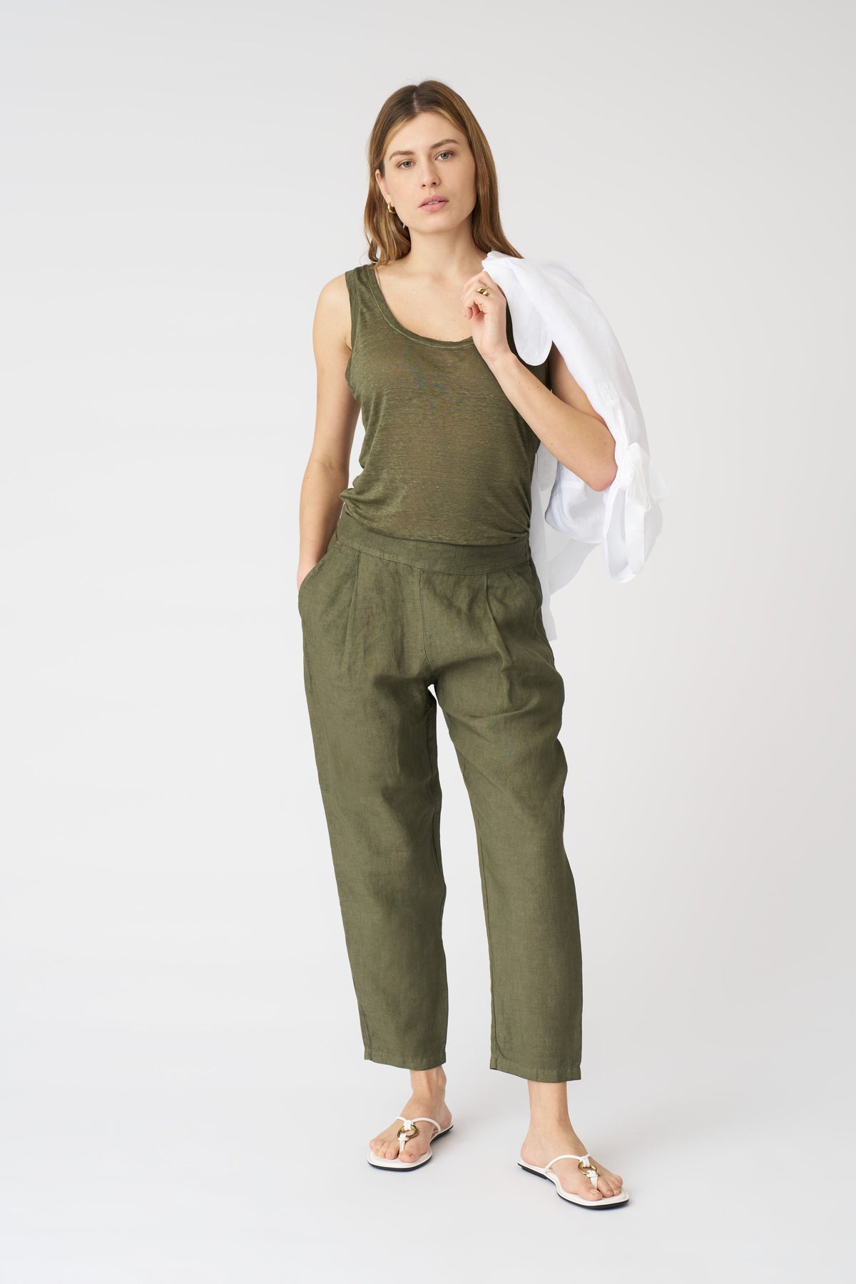 Women's Alessa Boyfriend Linen Pants – Caffe Soft Fade, view 1