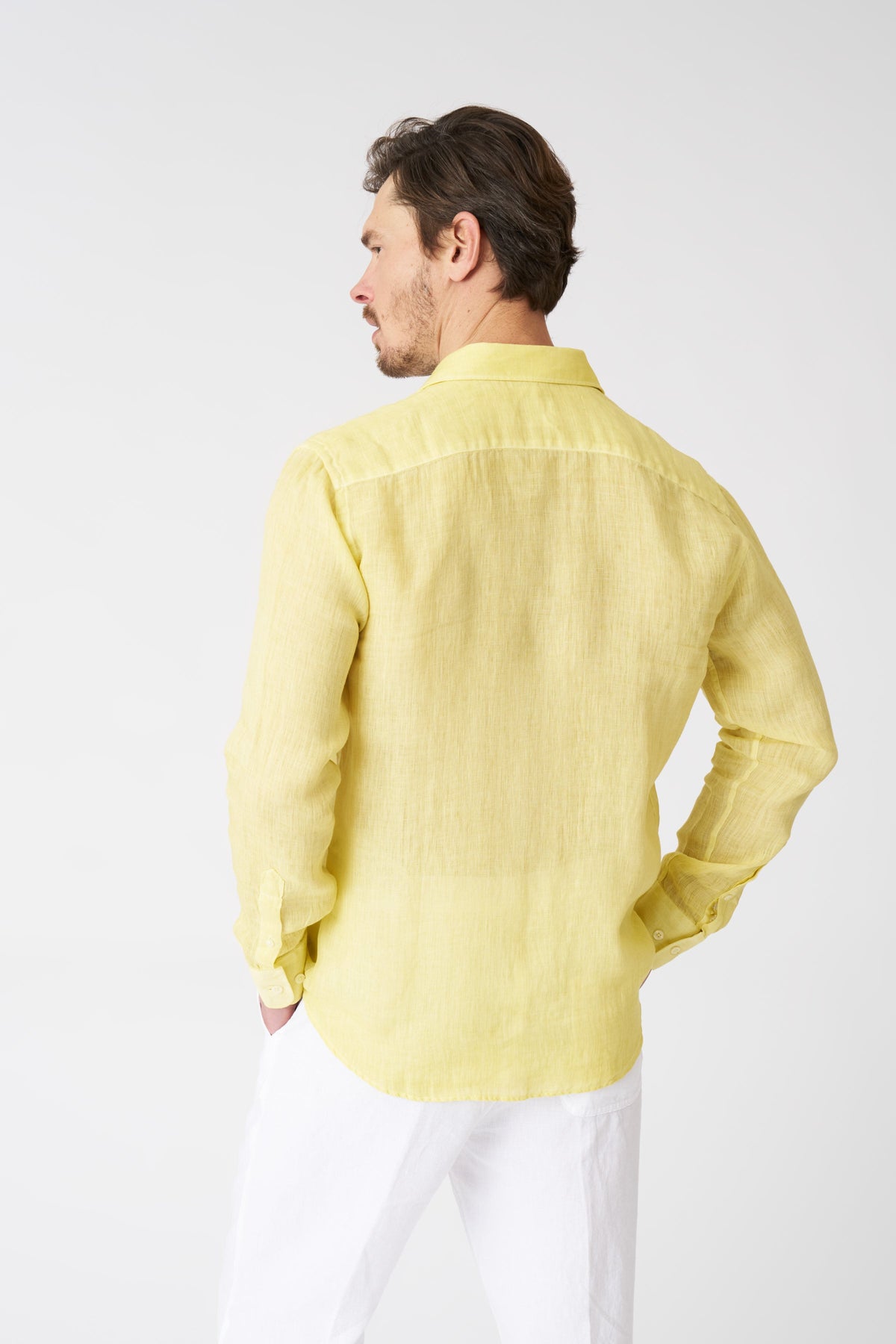 Men's Melange Slim Fit Linen Shirt – Sun Soft Fade, view 4
