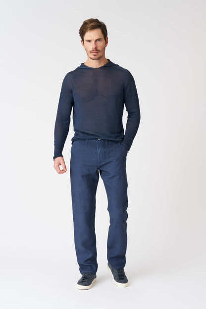 Men's Linen Bootcut Pants – Navy Fade, view 1