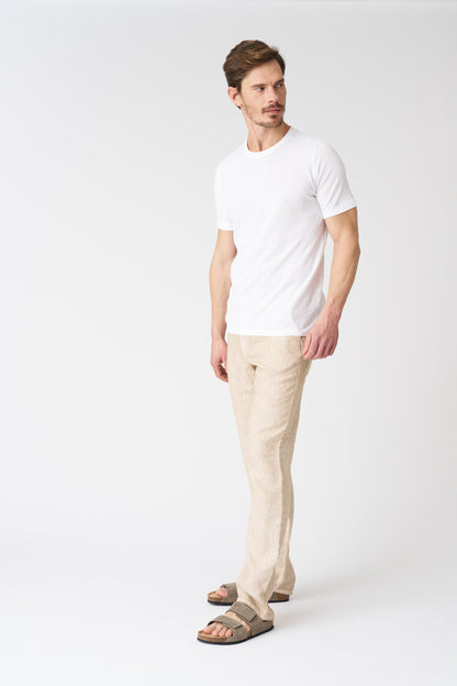 Men's Linen Crewneck T-Shirt – White, view 3