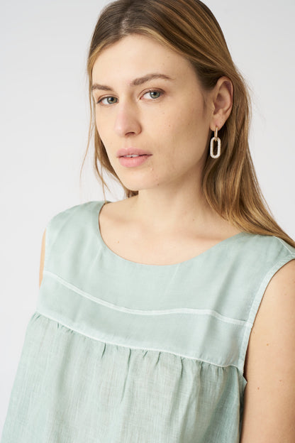 Women's Linen Tank Blouse – Pistache, view 2