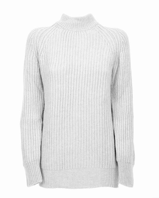 Fisherman Rib Womens Cashmere Crew Neck Made In Italy Off White 1