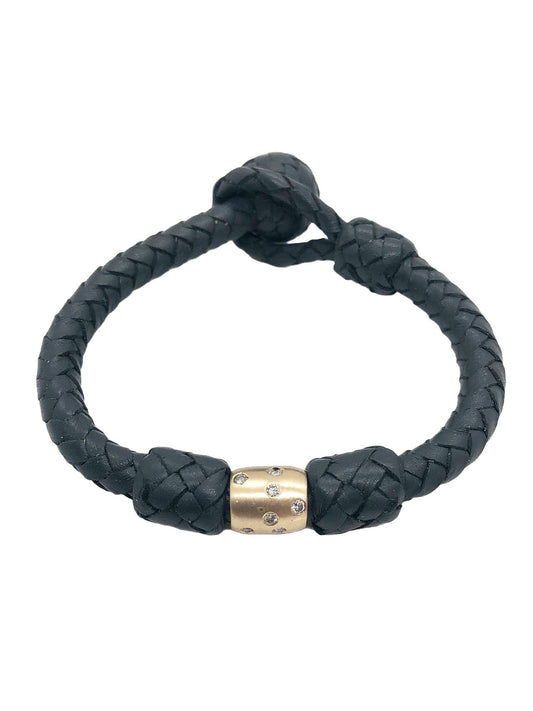 HANA 14k GOLD DIAMOND LEATHER BRACELET