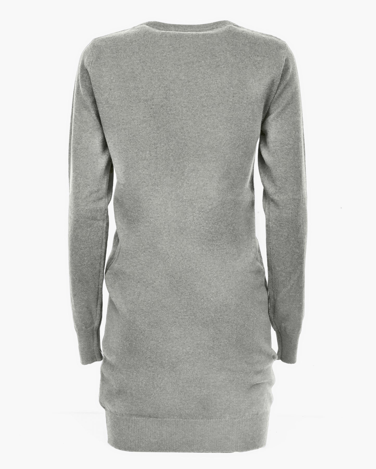 Womens Cashmere Knitted Dress Crew Neck Made In Italy Melange Gray 2