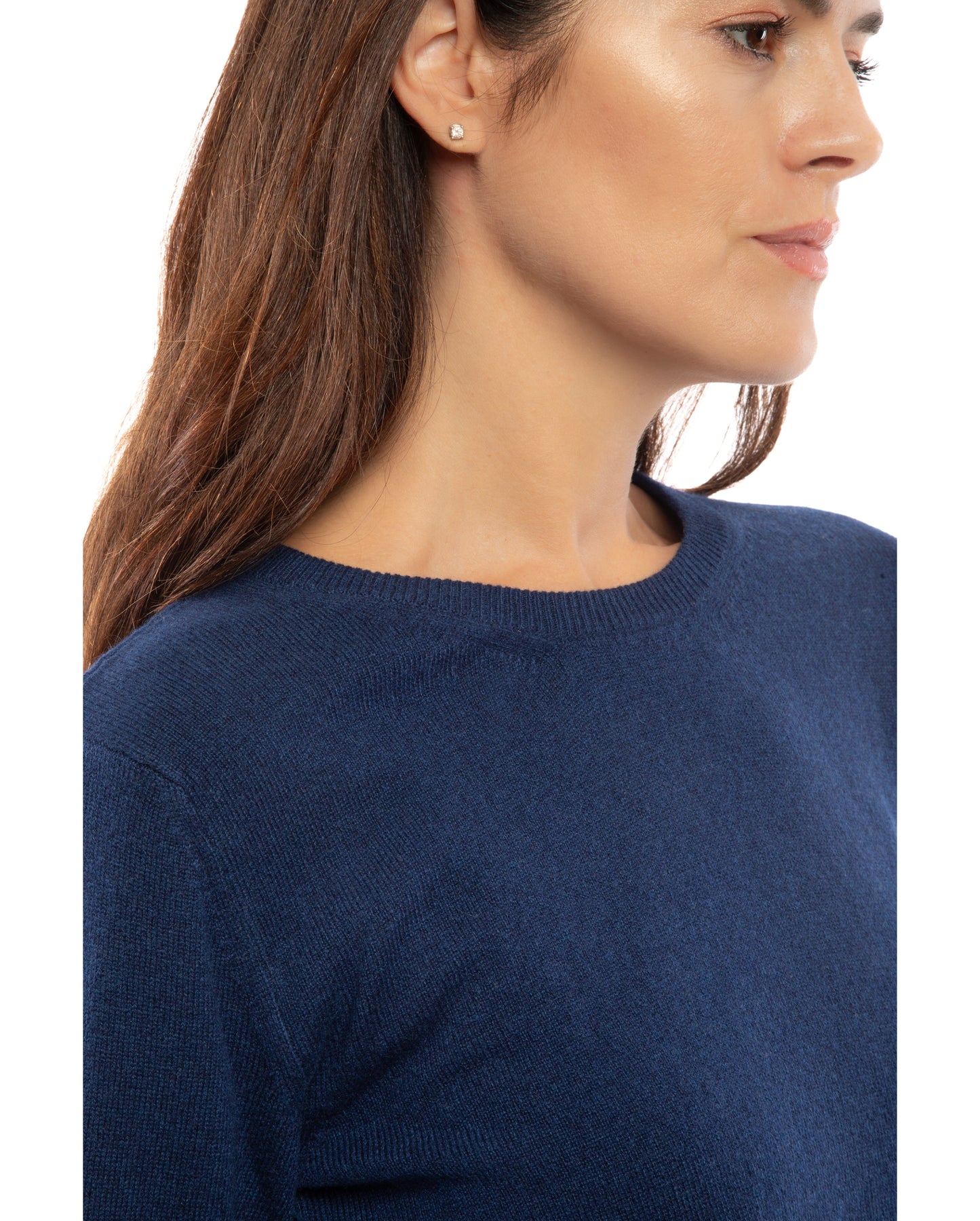 Cashmere Crew Neck Dress Melange Blue