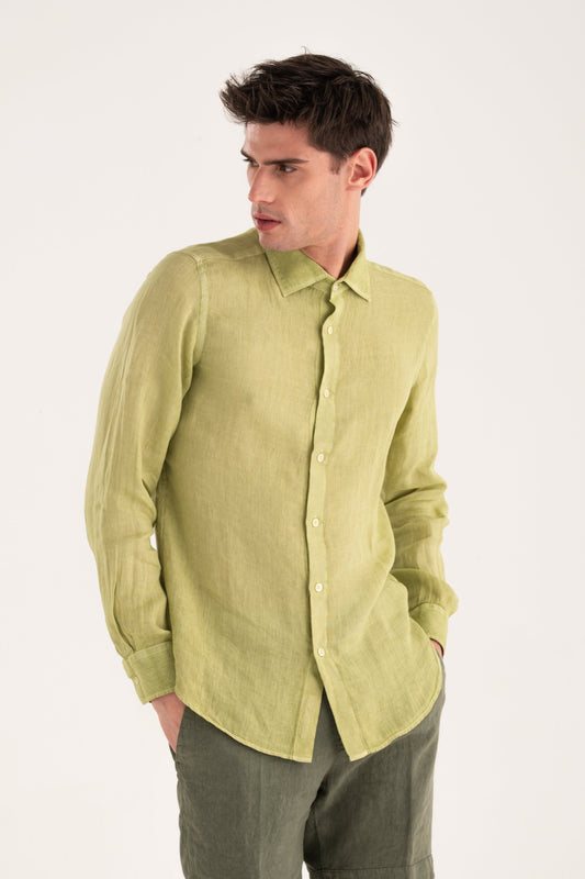 Men's Long-Sleeve Contemporary Fit Linen Shirt – Apple Soft, view 1