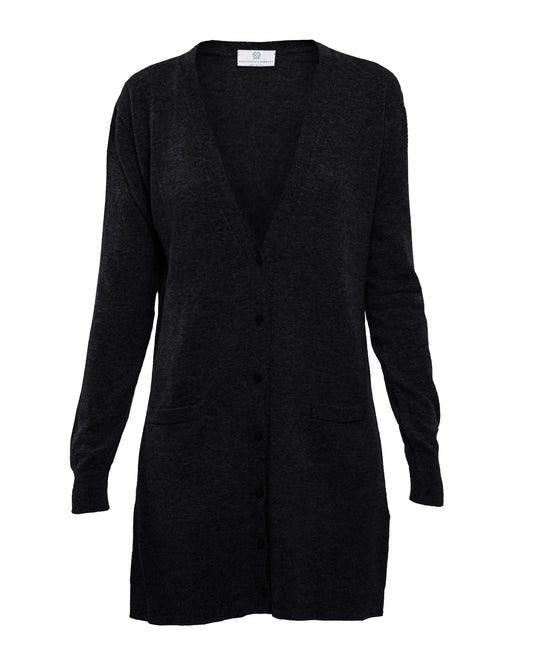 Long Cardigan Sweater Pure Cashmere Made In Italy Black 1