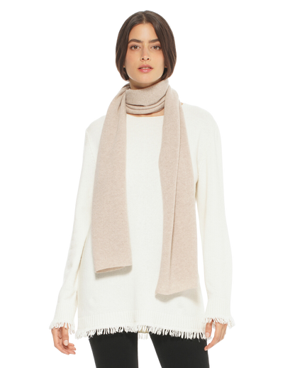 Monticelli Pure Cashmere Maxi Scarf Made In Italy Beige 1