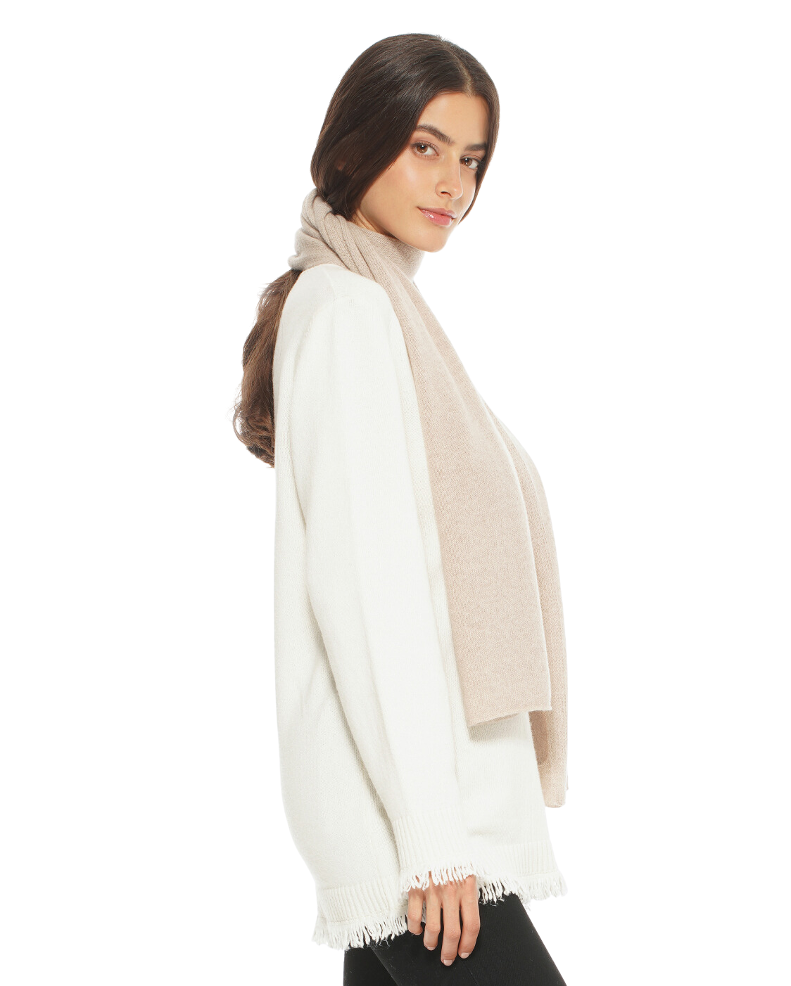 Monticelli Pure Cashmere Maxi Scarf Made In Italy Beige 3