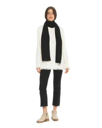 Monticelli Pure Cashmere Maxi Scarf Made In Italy Black 3