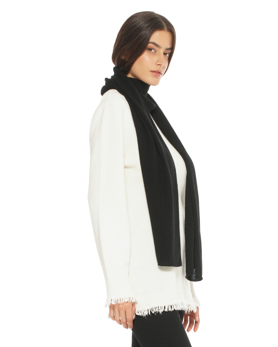 Monticelli Pure Cashmere Maxi Scarf Made In Italy Black 2