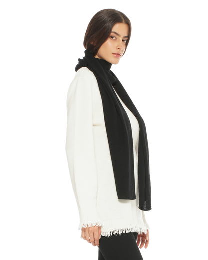 Monticelli Pure Cashmere Maxi Scarf Made In Italy Black 2