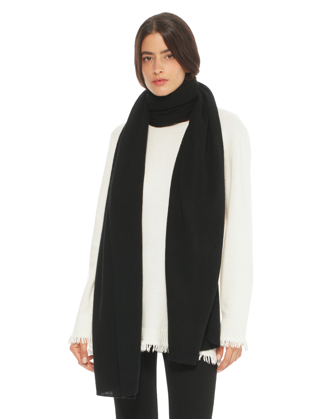 Monticelli Pure Cashmere Maxi Scarf Made In Italy Black 1