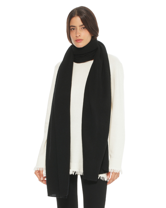 Monticelli Pure Cashmere Maxi Scarf Made In Italy Black 1