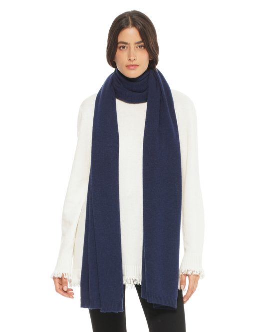 Monticelli Pure Cashmere Maxi Scarf Made In Italy Blue 1