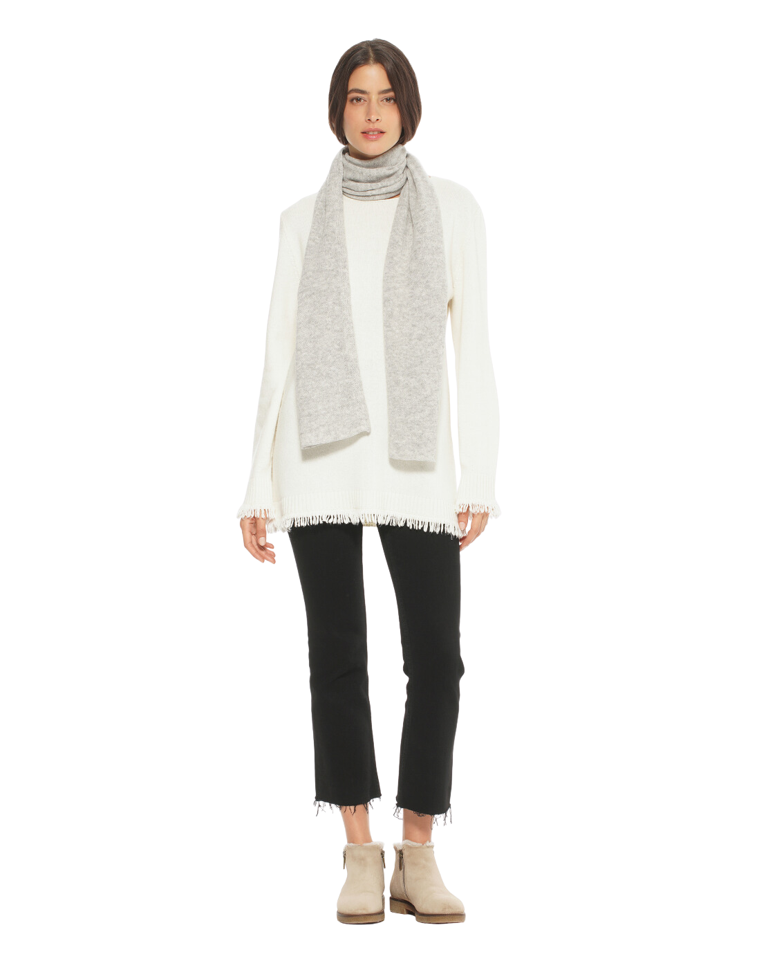 Monticelli Pure Cashmere Maxi Scarf Made In Italy Light Grey 2