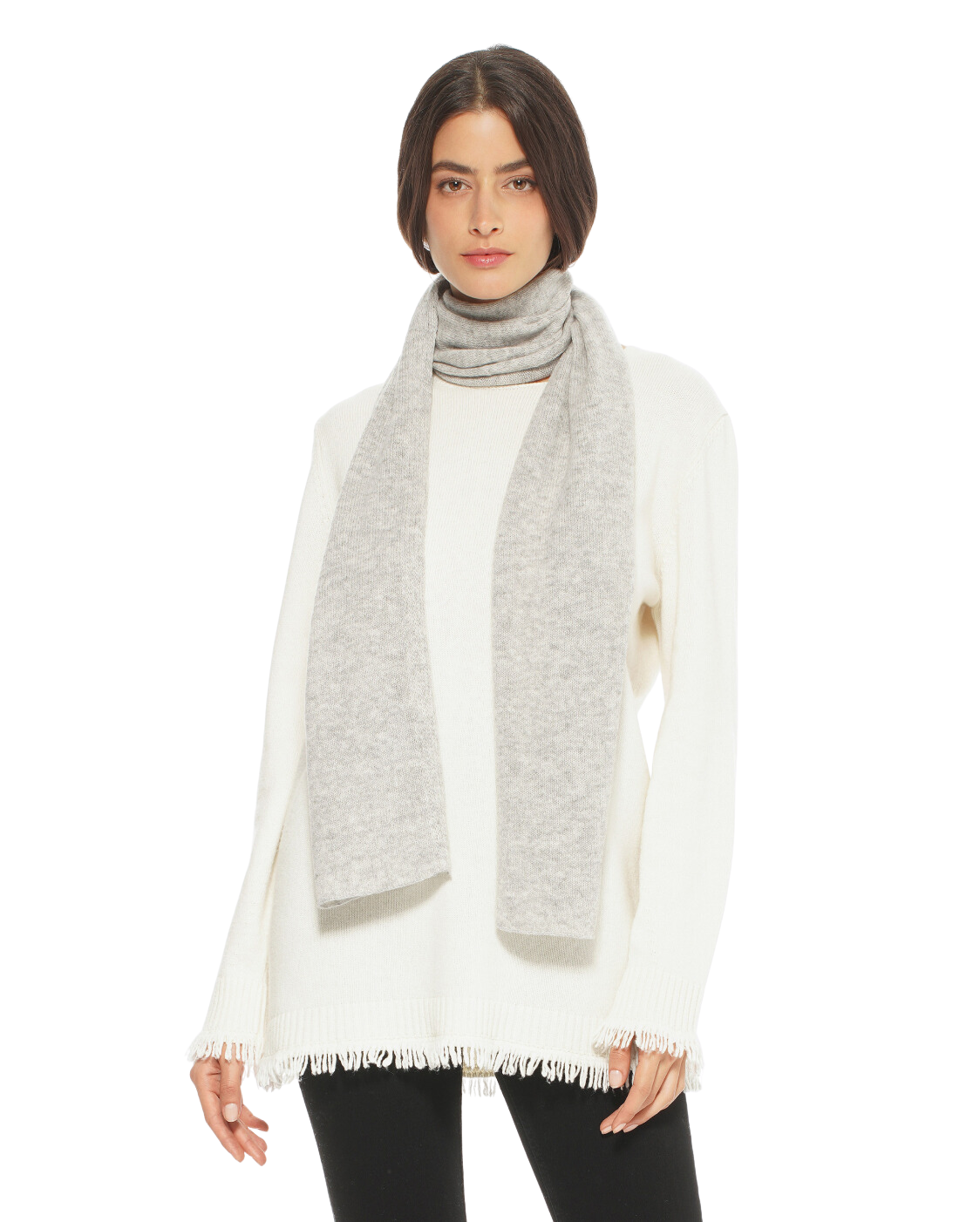 Monticelli Pure Cashmere Maxi Scarf Made In Italy Light Grey 1