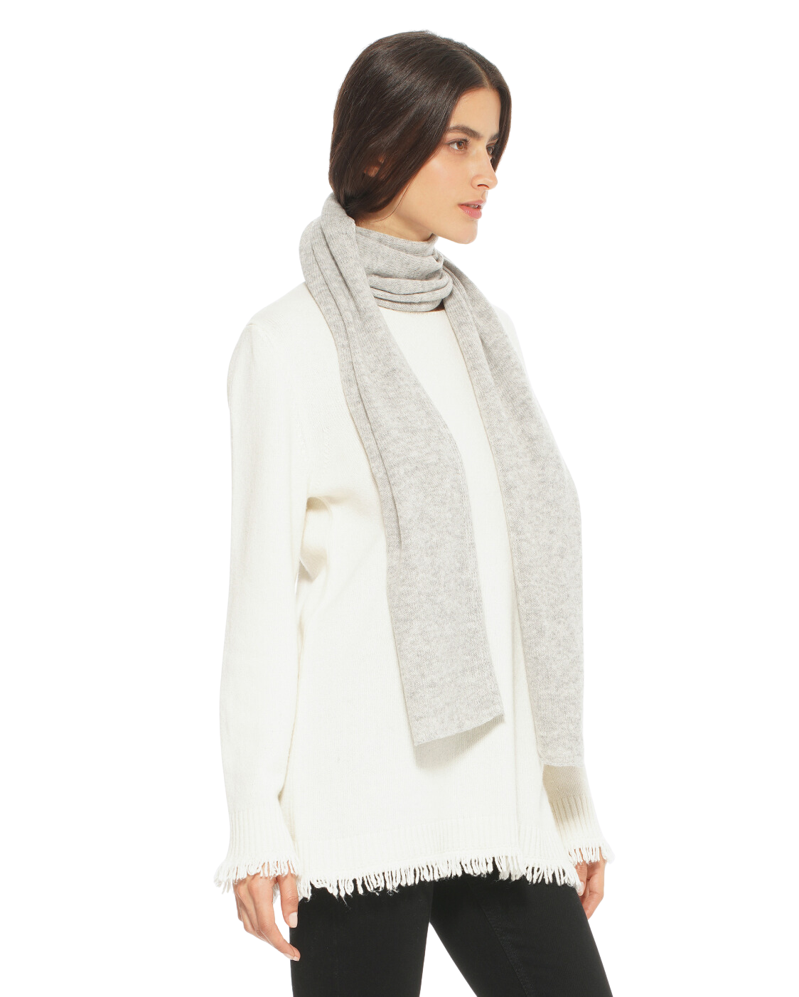 Monticelli Pure Cashmere Maxi Scarf Made In Italy Light Grey 3