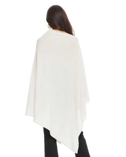 Monticelli Women's Long Pure Cashmere Poncho Made In Italy Off White 3