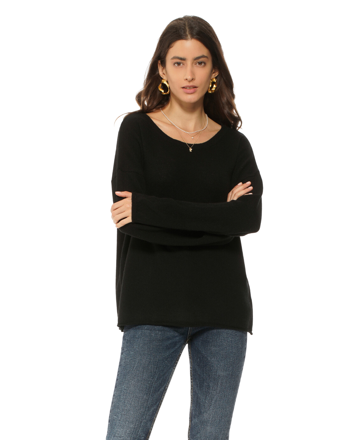 Monticelli Women's Pure Cashmere Lounge Sweater Black 1