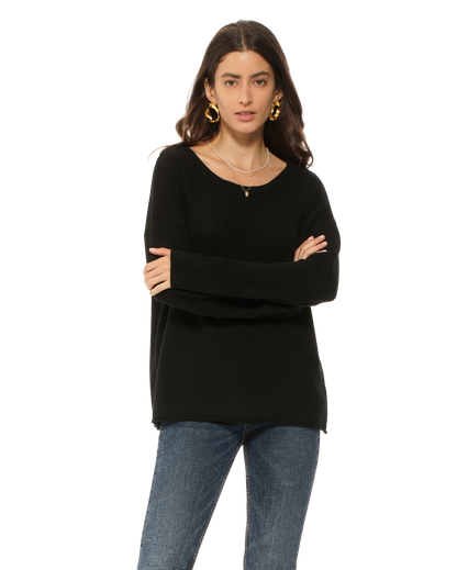 Monticelli Women's Pure Cashmere Lounge Sweater Black 1
