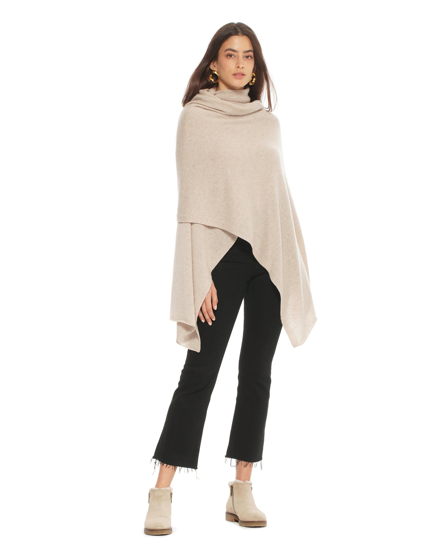 Pure Cashmere Feather-Light Maxi Wrap Stole Beige