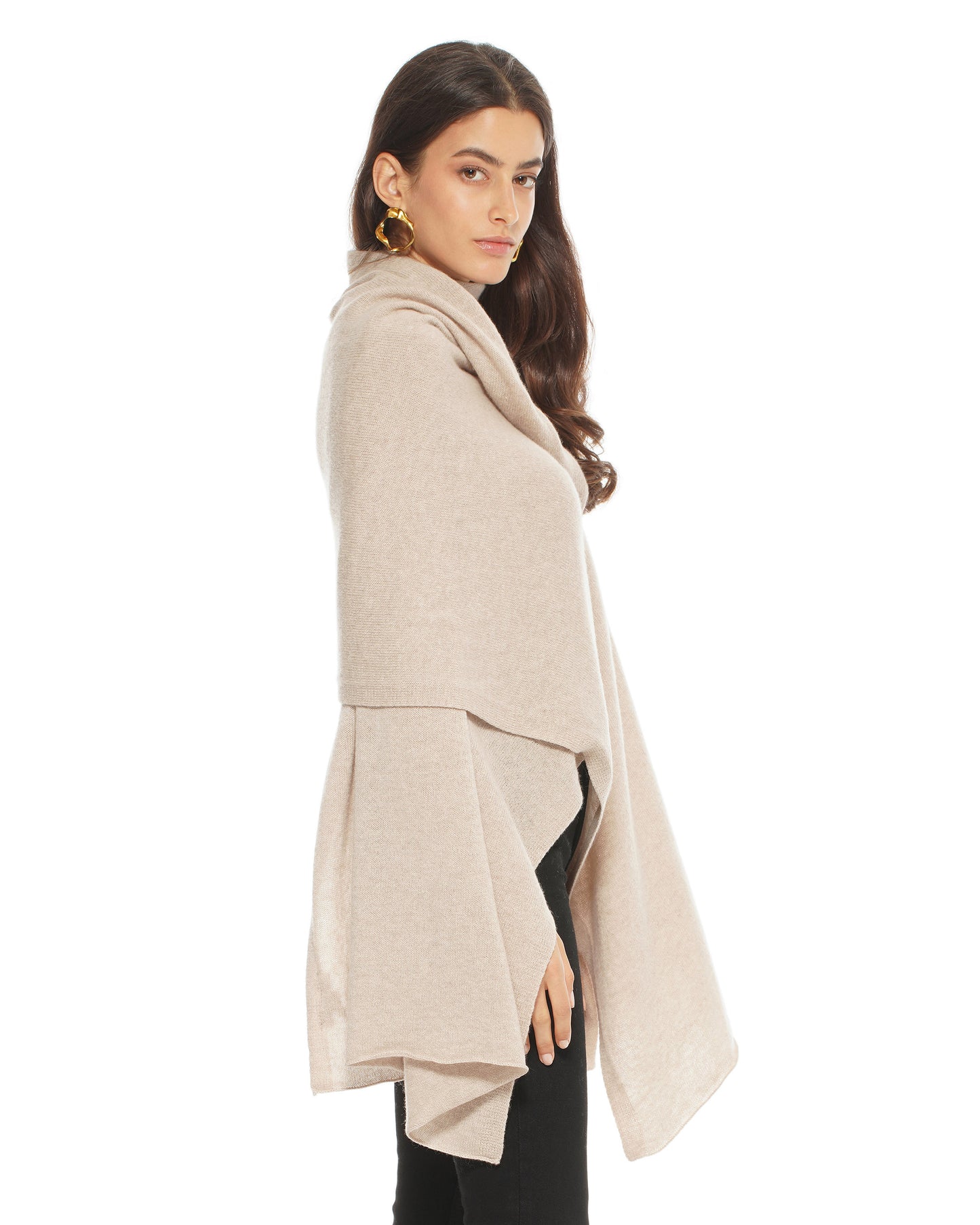Pure Cashmere Feather-Light Maxi Wrap Stole Beige
