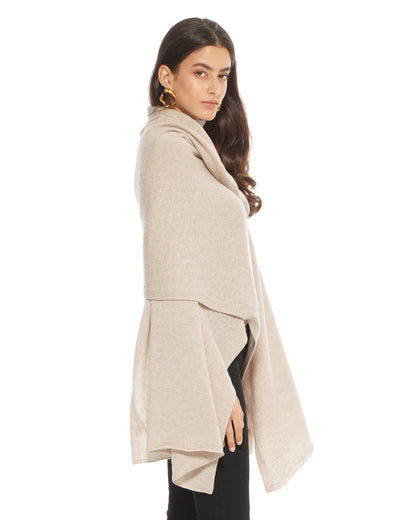 Pure Cashmere Feather-Light Maxi Wrap Stole Beige