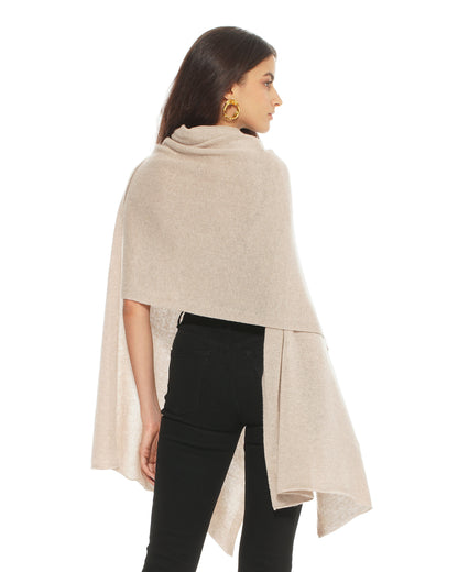 Pure Cashmere Feather-Light Maxi Wrap Stole Beige