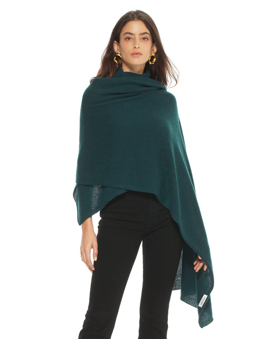 Women's Pure Cashmere Maxi Wrap Forest Green Made In Italy 1