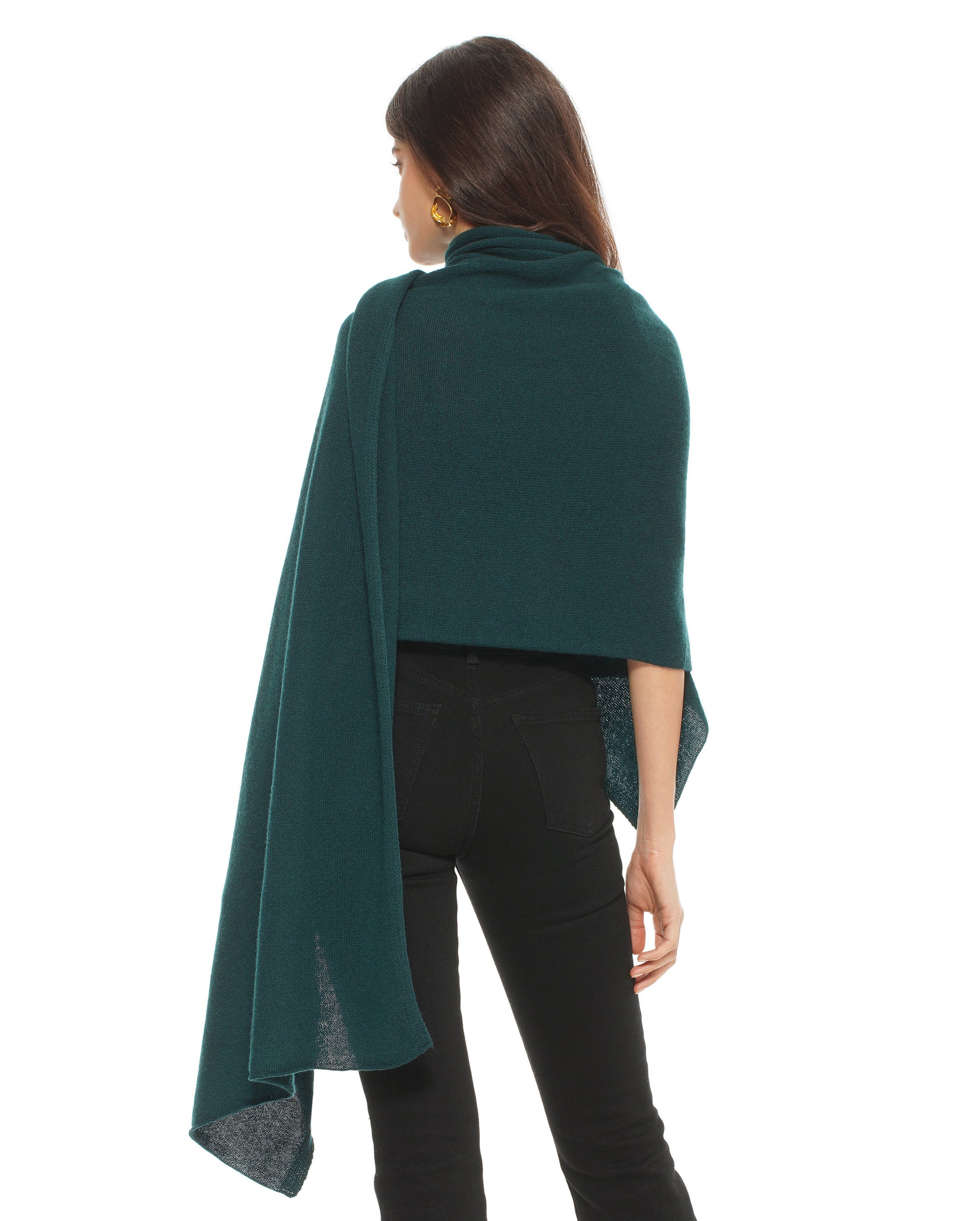 Women's Pure Cashmere Maxi Wrap Forest Green Made In Italy 3