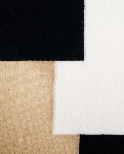 Women's Cashmere Mondrian Scarf Black Combo 5