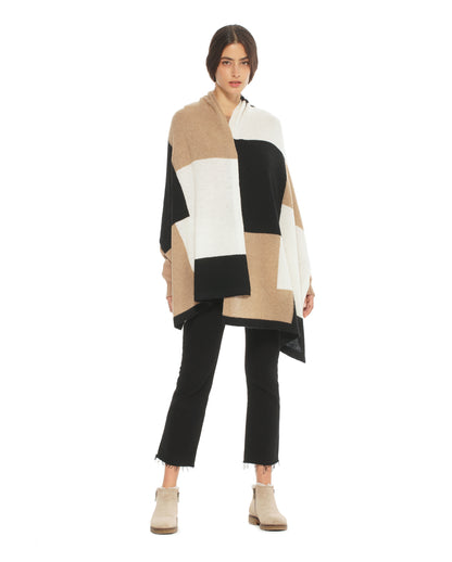 Women's Cashmere Mondrian Scarf Black Combo