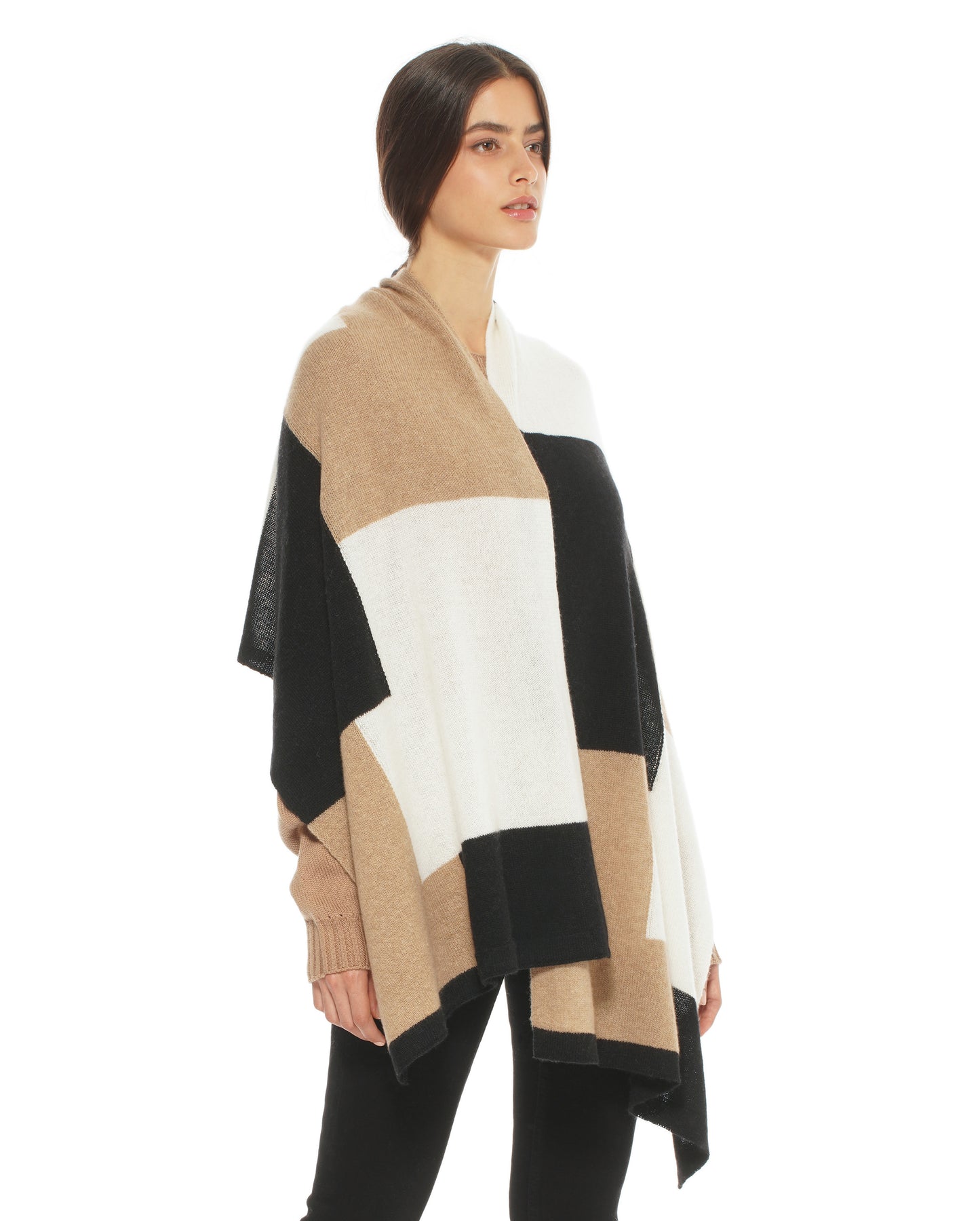 Women's Cashmere Mondrian Scarf Black Combo