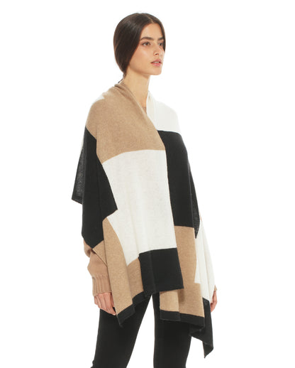 Women's Cashmere Mondrian Scarf Black Combo