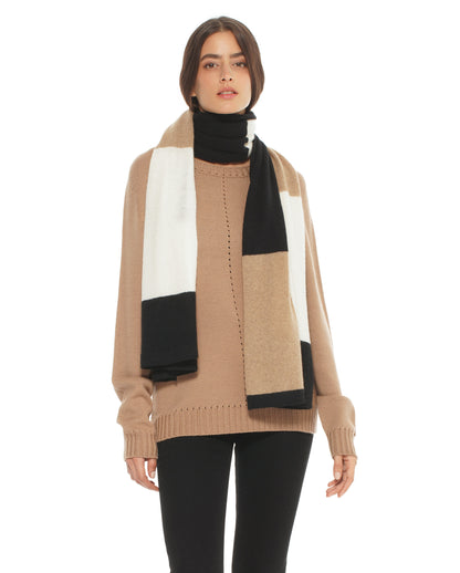 Women's Cashmere Mondrian Scarf Black Combo